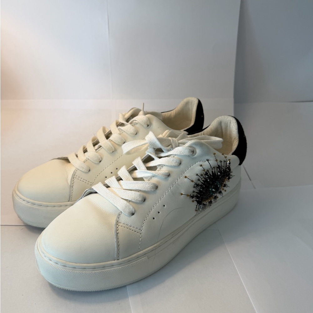 Kurt Geiger Women's White Sneakers with Black Detail size 38.5. Worn one time!